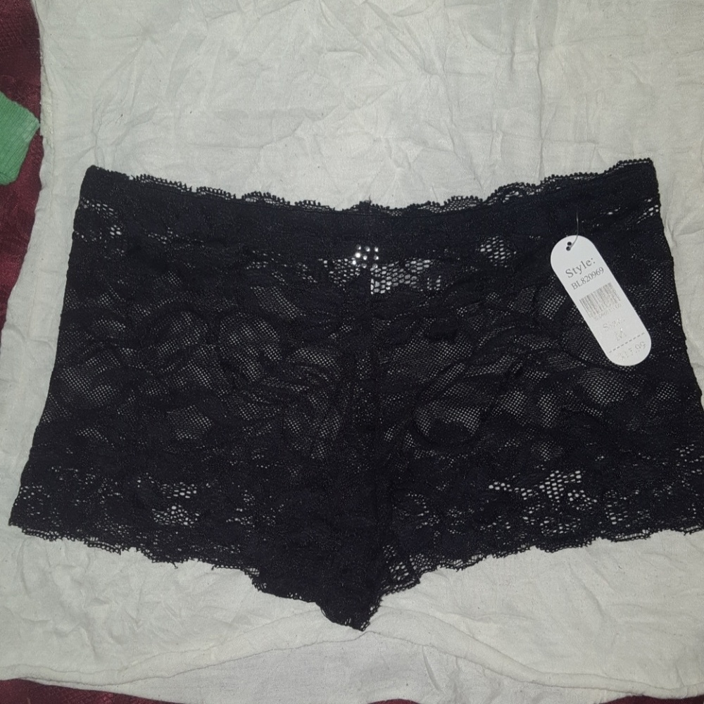 Black/Maroon Lace Lingerie Bottoms